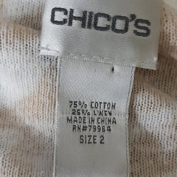 Chicos Cotton Linen Blend Top Womens US Med Brown Animal Print Soft Knit Zebra - Picture 4 of 4